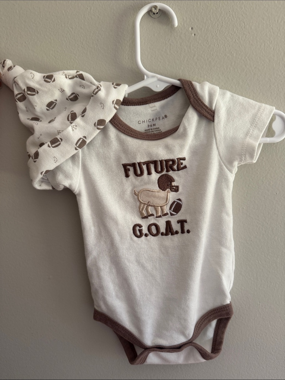 Chickpea "Future G.O.A.T." Cream Baby Bodysuit with Hat